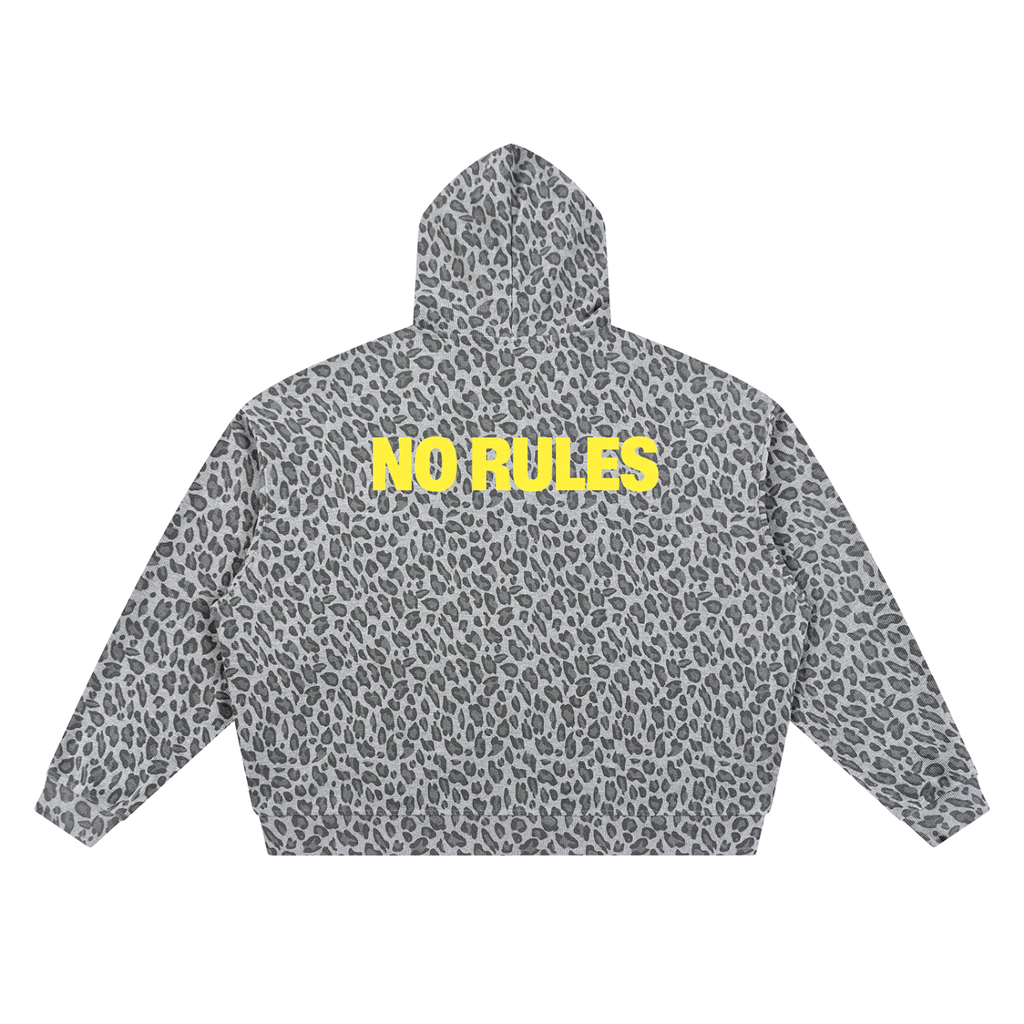 Unisex Leopard Print Waffle Full Zip Hoodie