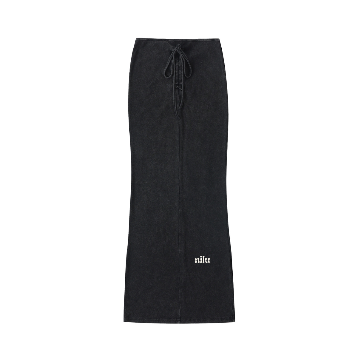 Dyed Washed Drawstring Maxi Skirt